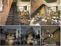 Model sketchup nội thất ngoại thất quán cafe